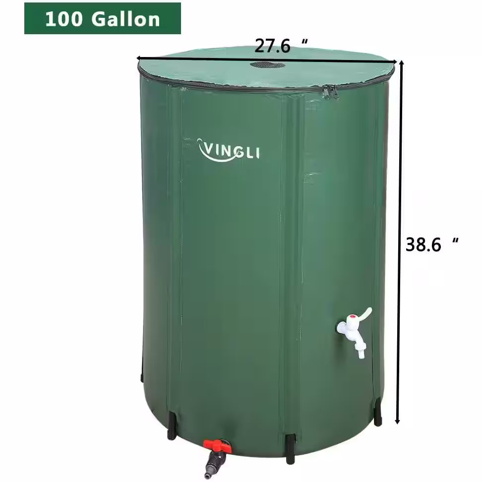 None 100 Gal. Collapsible Rain Barrel Portable Water Storage Tank Rainwater Collection