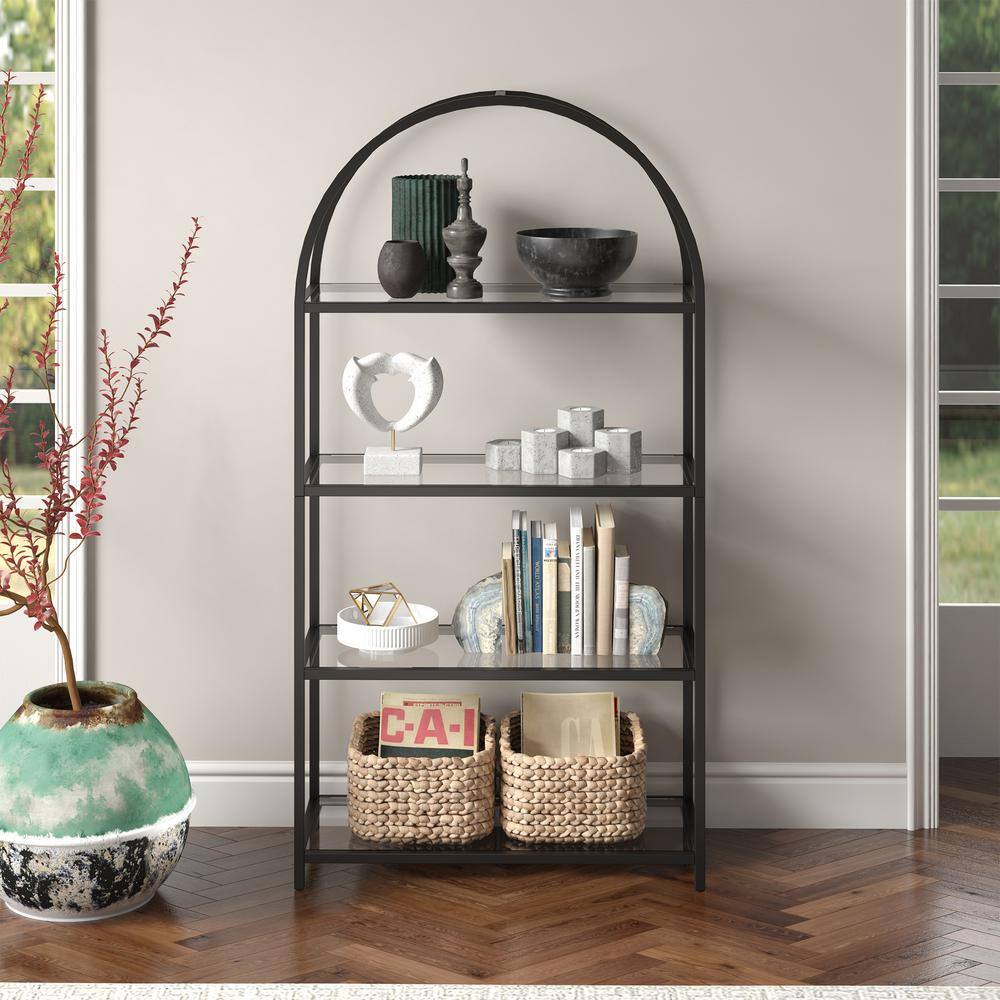 None Garrett 62 in. Blackened Bronze 4-Shelf Standard Bookcase