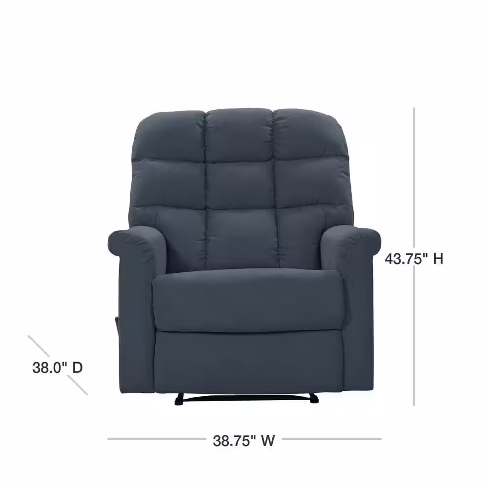ProLounger Caribbean Blue Plush Low-Pile Velour Tufted Back Extra Large Wall Hugger Reclining Chair