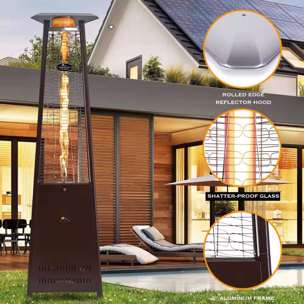 Paragon Outdoor 92.5 in. 42,000 BTU Stainless Steel Vesta Patio Flame Tower Heater