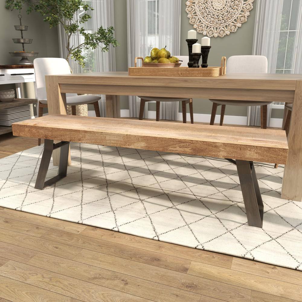 Litton Lane Light Brown Bench 18 in. X 63 in. X 16 in.