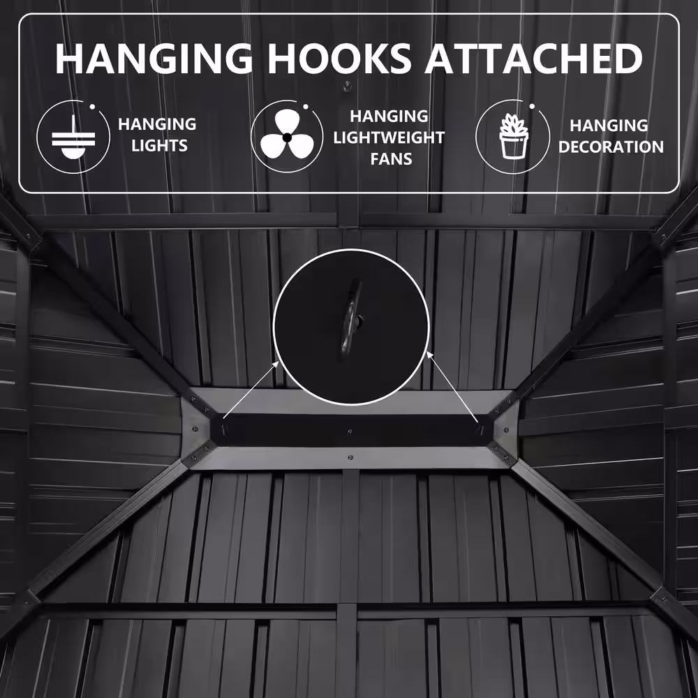 VEIKOUS 12 ft. W x 10 ft. L x 9.4 ft. H Aluminum Double Hardtop Gazebo with Curtains and Netting