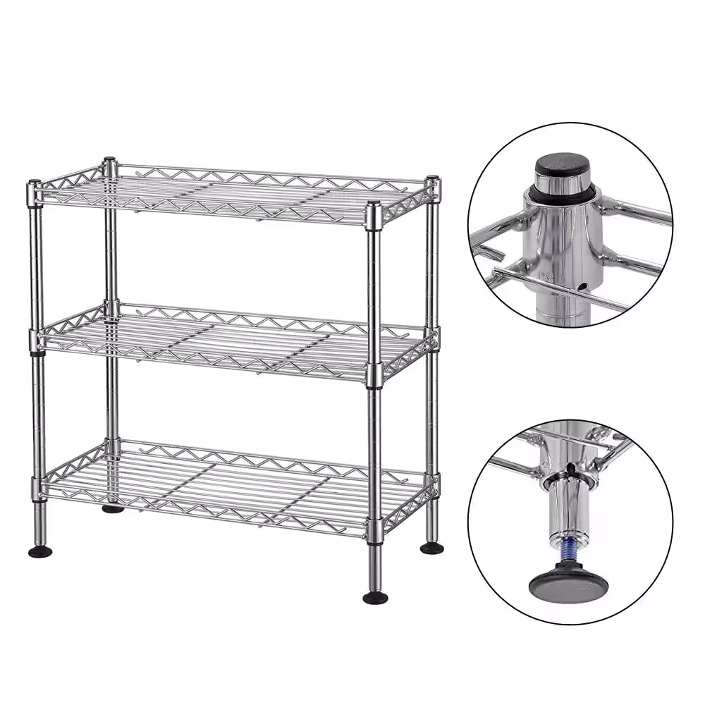 None Modern Silver Wire Shelf (17.72 in. D x 7.87 in. W)