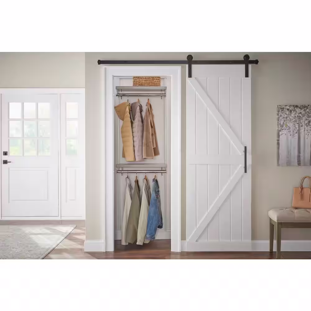 Everbilt Genevieve 2 ft. Gray Adjustable Closet Organizer with Double Hanging Rod