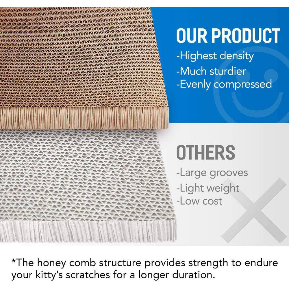 None Large 2 in 1 Cat Scratcher Cardboard Lounge Bed Cat Scratching Post Durable Board Pads Prevents Furniture Damage