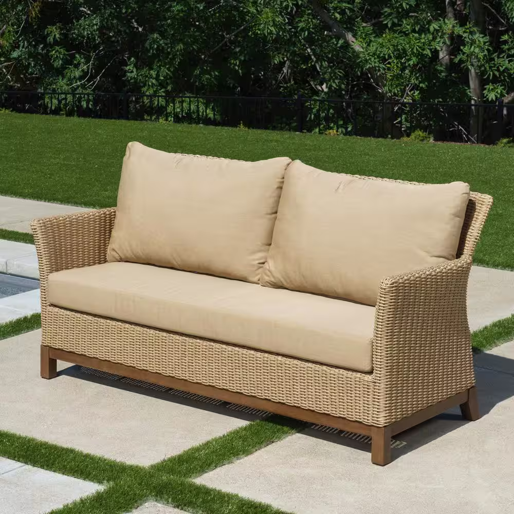 Canopy Cottonwood 4-Piece Resin Wicker Patio Deep Seating Set with Sunbrella Canvas Heather Beige Cushions