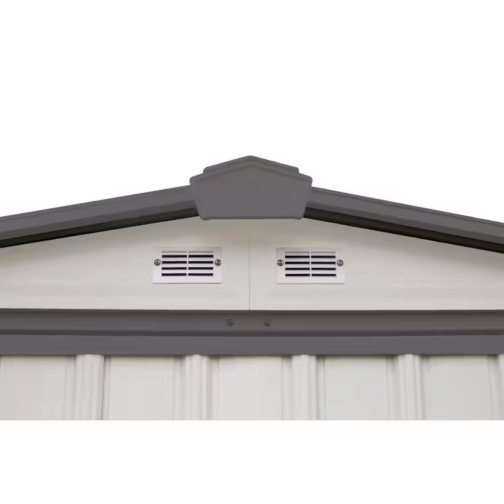 Arrow 6 ft. H x 5 ft. D x 5.5 ft. W EZEE Galvanized Steel Low Gable Shed in Cream/Charcoal Trim with Snap-IT Quick Assembly