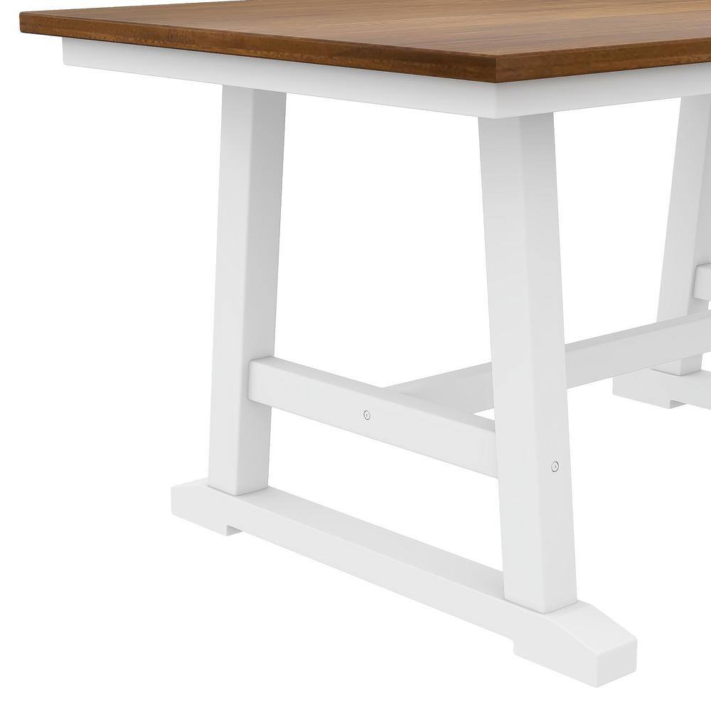 Harper & Bright Designs Farmhouse 6-piece Walnut and White Rectangle MDF Top Dining Table Set Seats 6