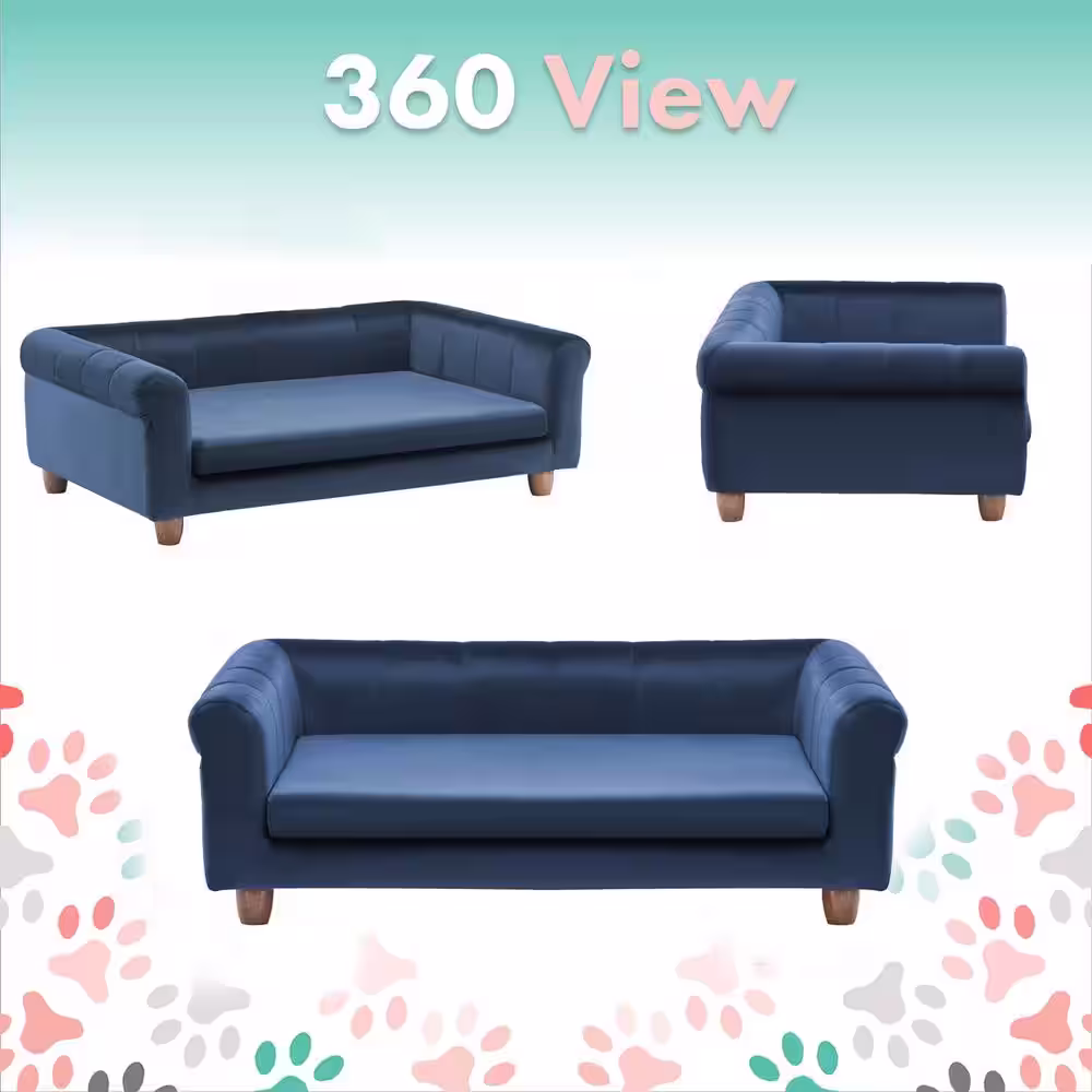 Critter Sitters 42 in. Large Navy Elegant Faux-Velvet Rectangle Pet Bed