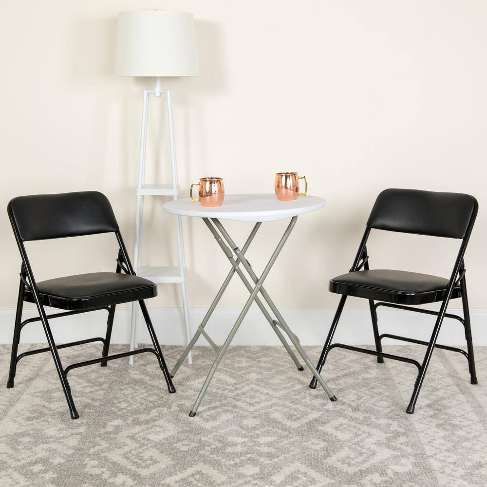 Flash Furniture Black Vinyl/Black Frame Metal Folding Chair (4-Pack)