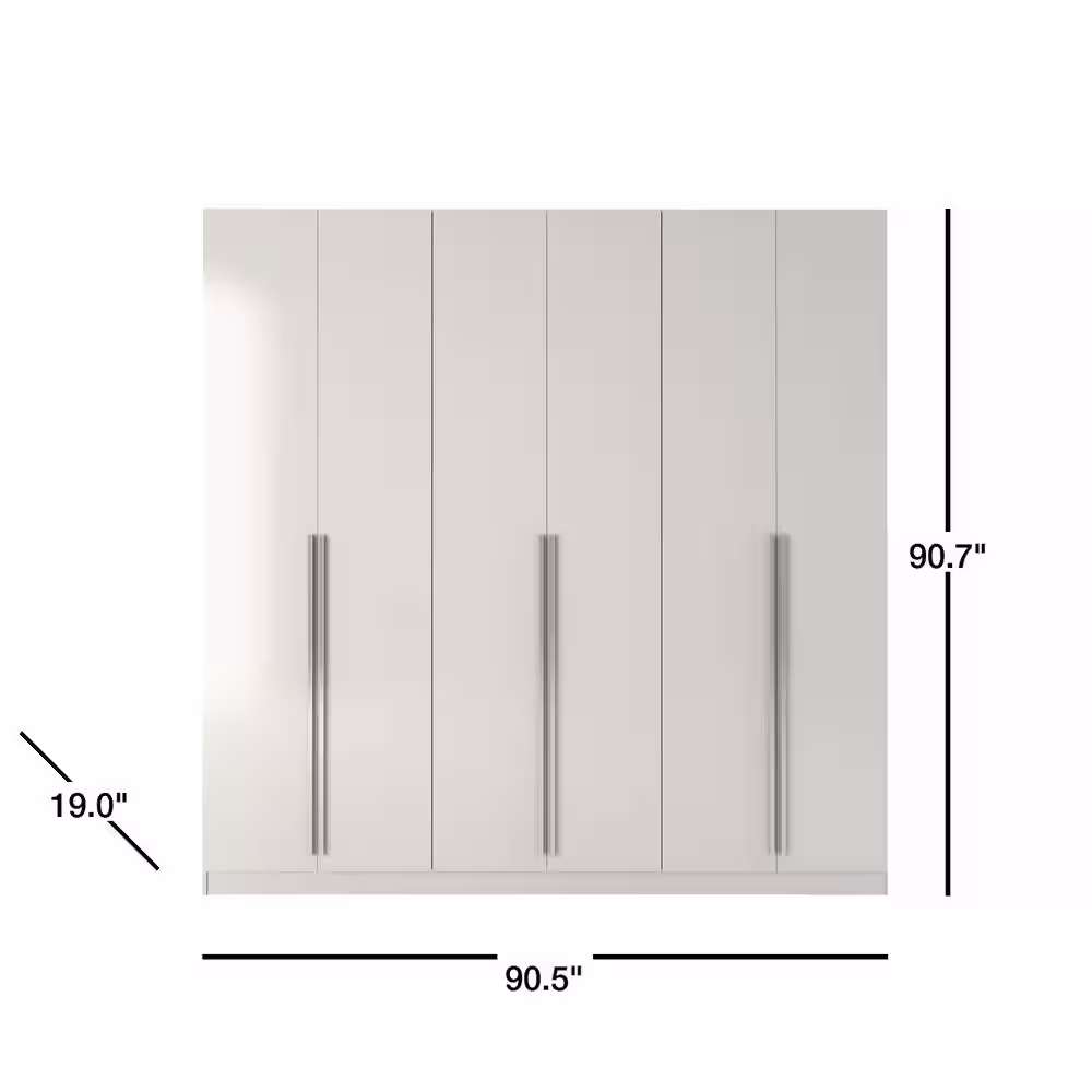 Manhattan Comfort Eldridge White High Gloss Armoire