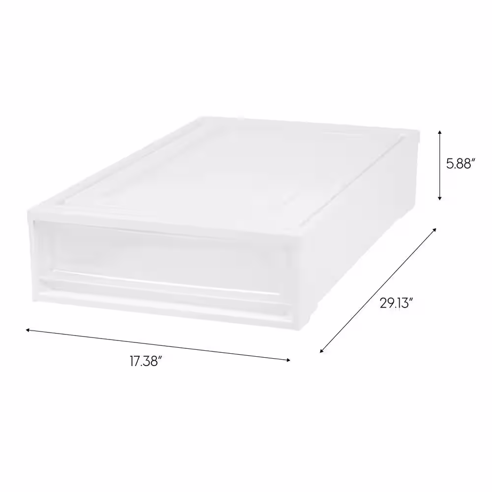 IRIS 17.38 in. x 5.88 in. White Under Bed Box Chest Drawer
