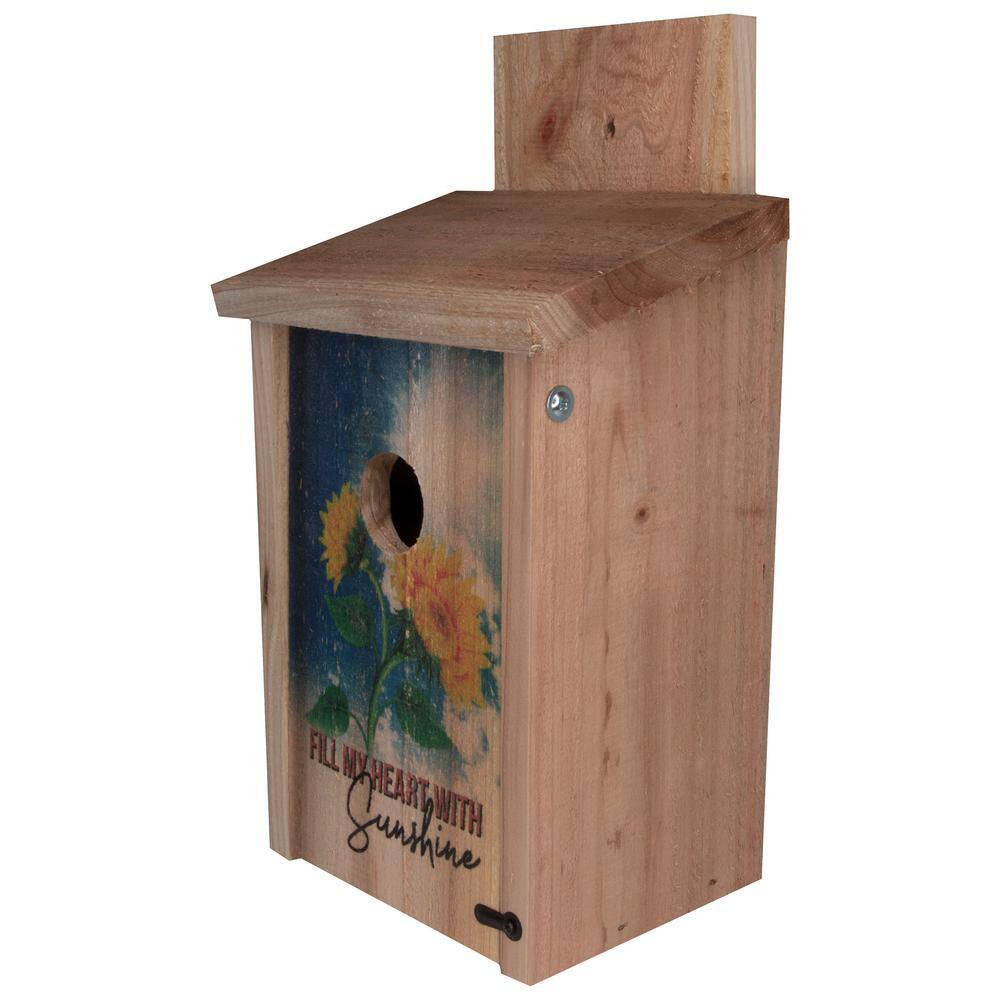 S and K Decorative Sunflower Design Cedar Blue Bird House