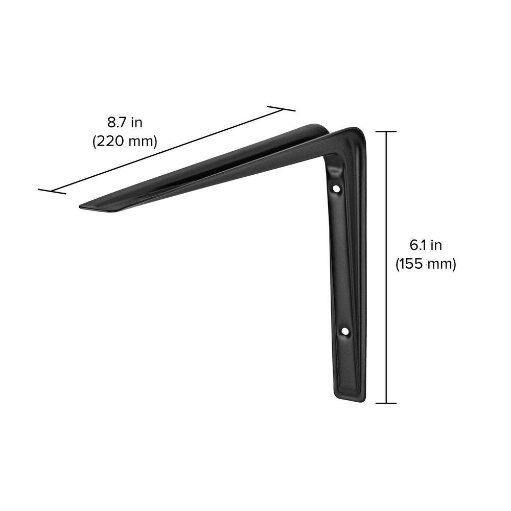 Dolle ALTURA 8.7 in. Black Steel Shelf Bracket Set of 2
