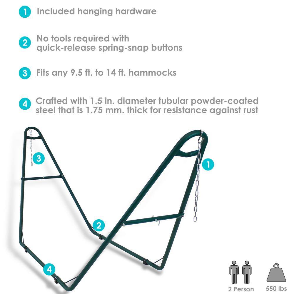 Sunnydaze Decor Universal Multi-Use Steel 2-Person Hammock Stand in Green