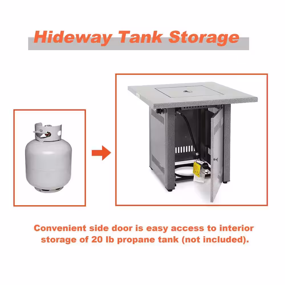 Sireck Silver Square Metal Fire Pit Table