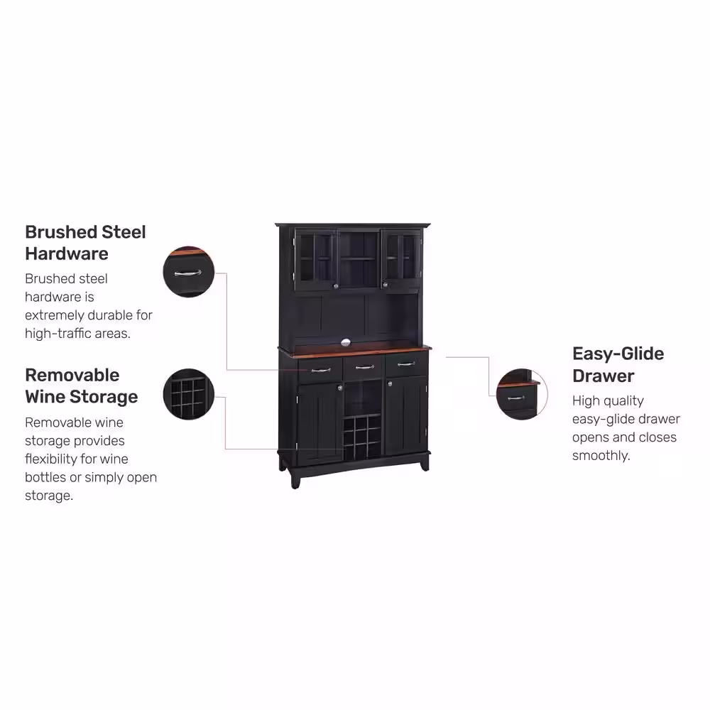 HOMESTYLES Black and Cherry Top Buffet with Hutch