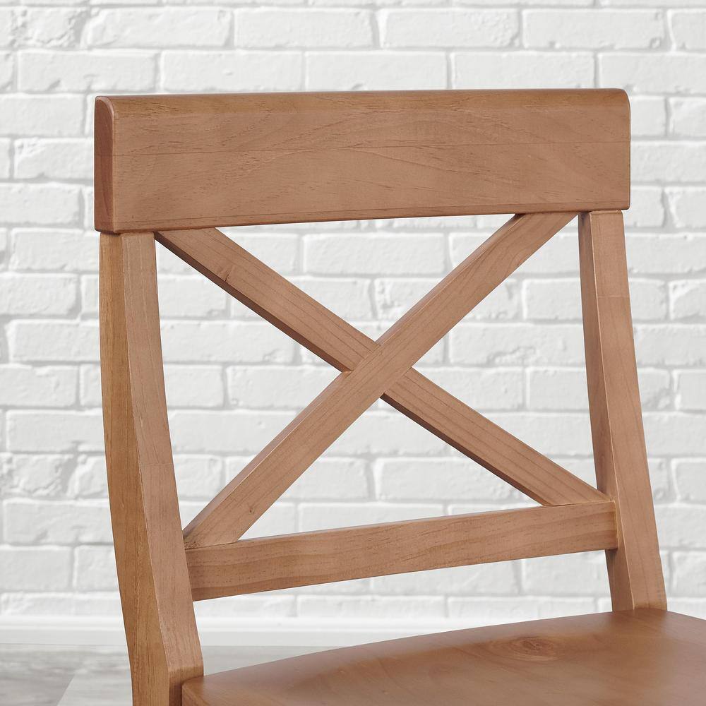 StyleWell Cedarville Patina Oak Finish Dining Chair with Cross Back (Set of 2) (19.42 in. W x 31.98 in. H)