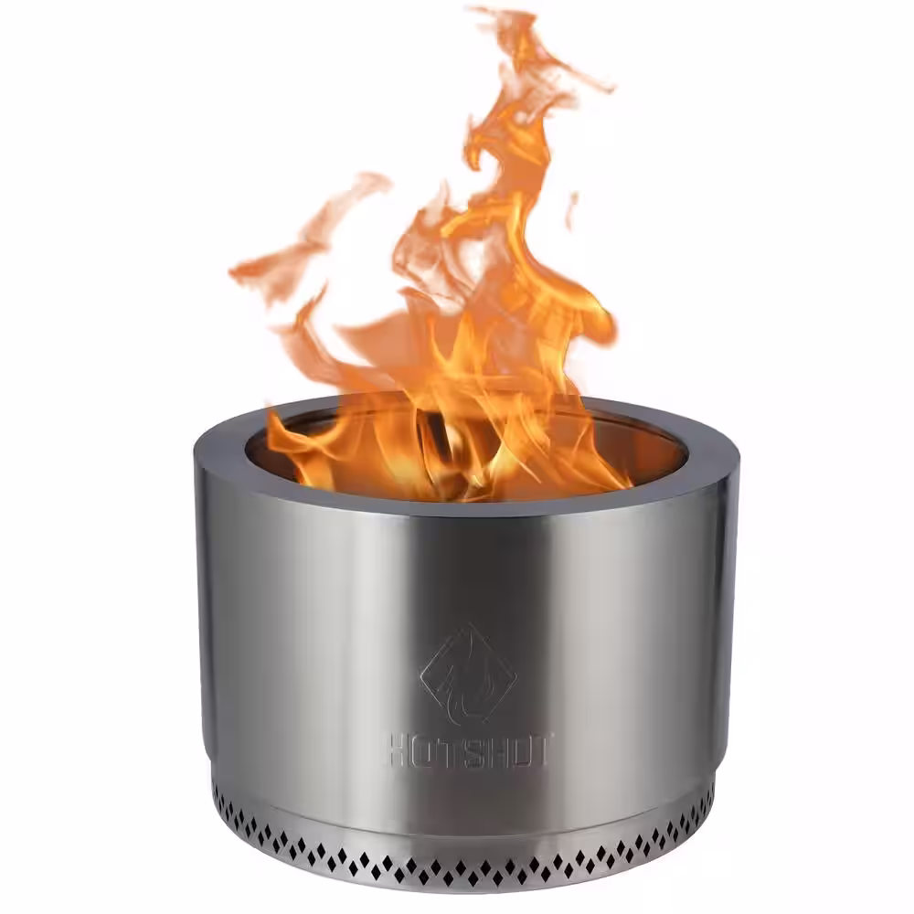 HotShot Homestead Low Smoke 25 in. Round Wood-Burning Fire Pit in Stainless Steel with Cover