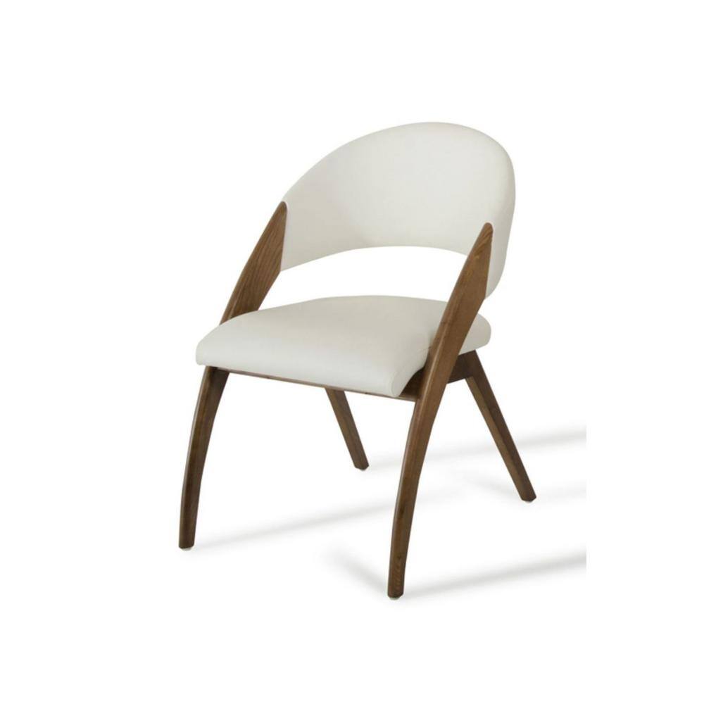 HomeRoots Valerie Walnut Wood and Cream Leatherette Dining Chair (Set of 1)