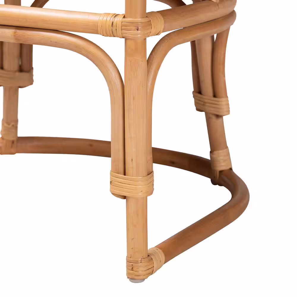 bali & pari Aster White and Natural Brown Armchair
