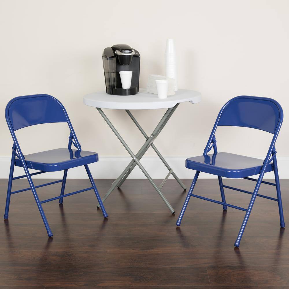 Flash Furniture Cobalt Blue Metal Folding Chair (4-Pack)