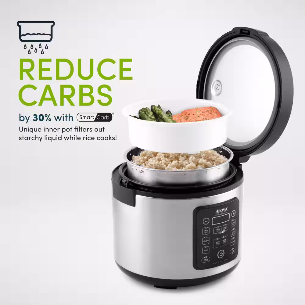 AROMA 20-Cup Stainless Steel Rice Cooker