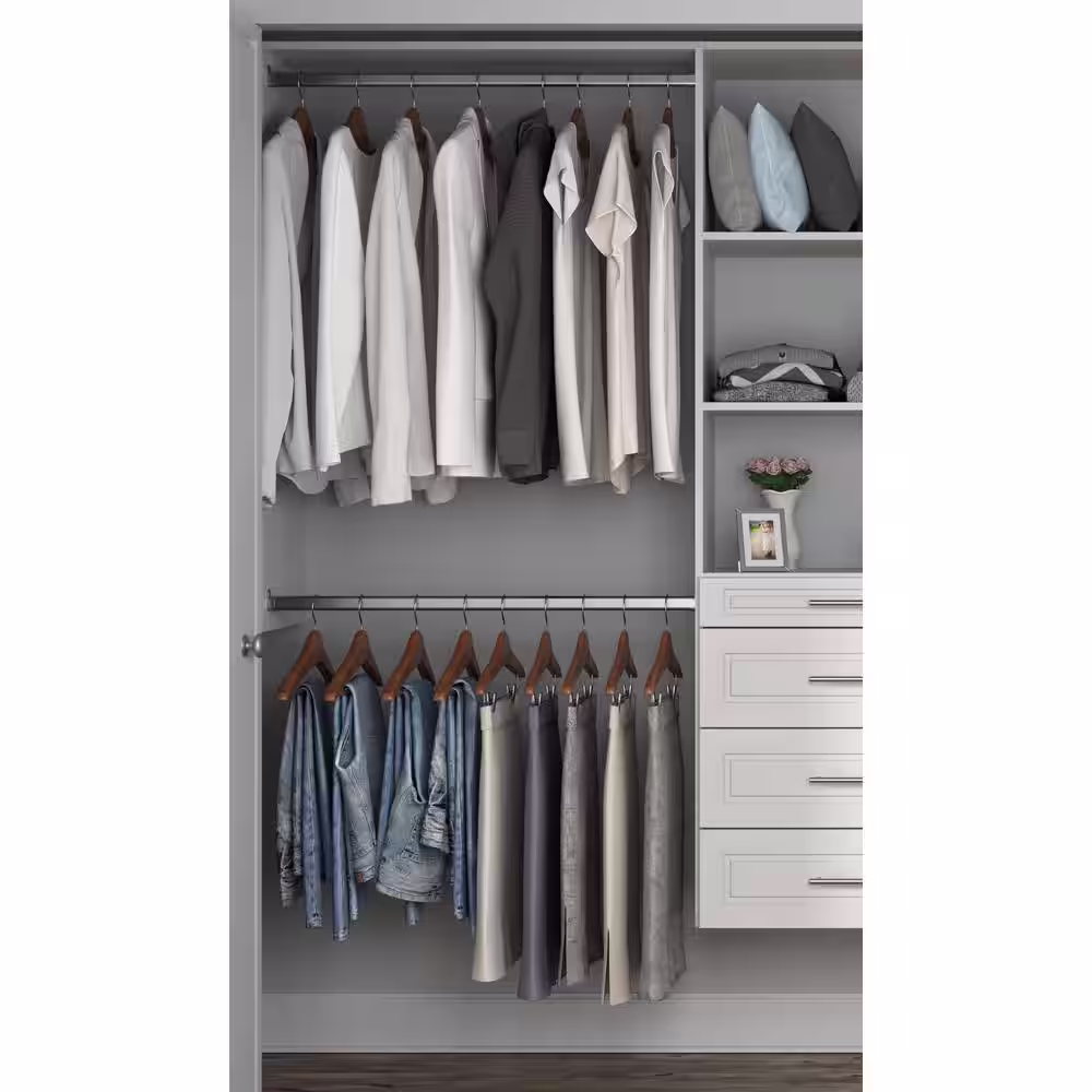 Closet Evolution Modern Raised Ultimate 60 in. W - 96 in. W White Wood Closet System