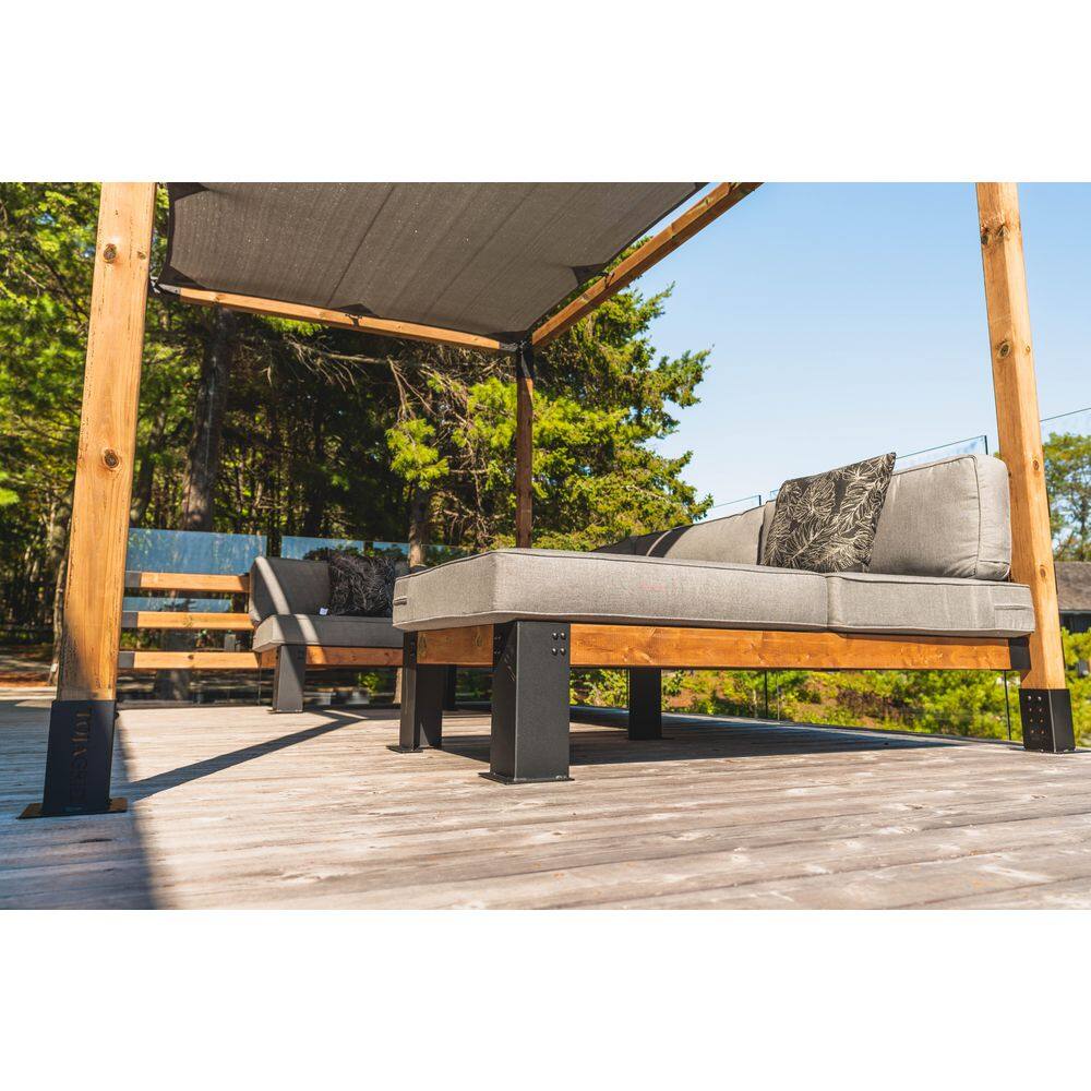 TOJA GRID 8 ft. L x 12 ft. W Pergola Kit with Crimson Shade Sail, 4x4 Wood