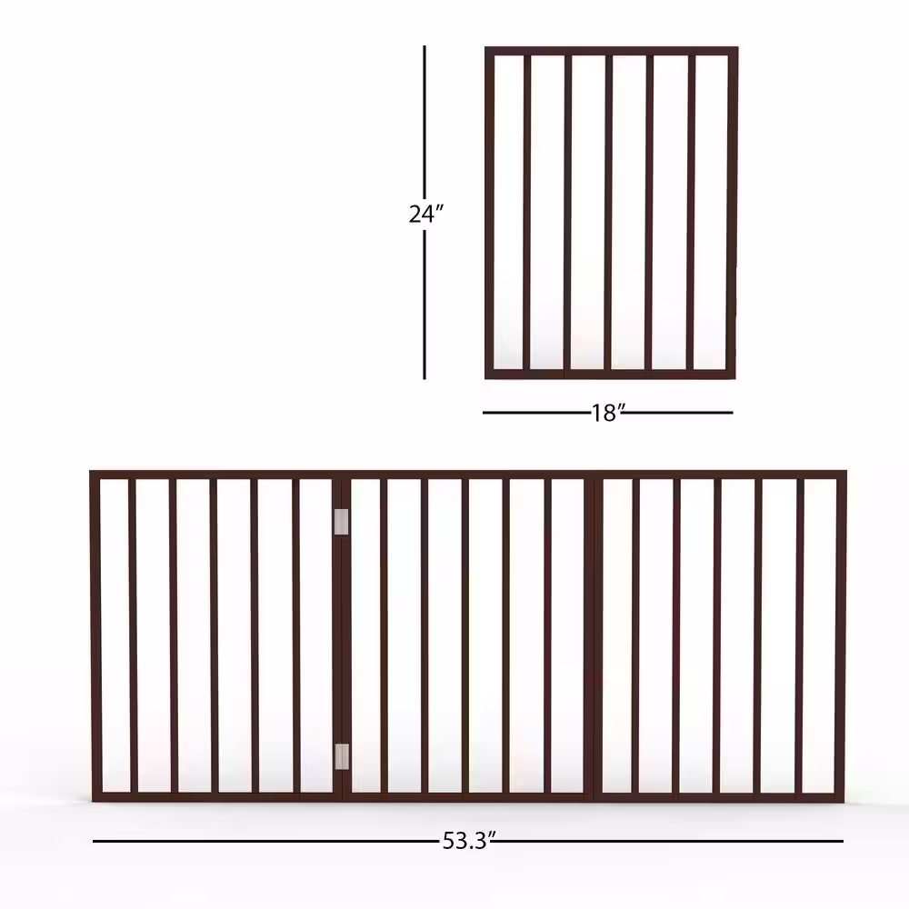 Pet Trex 24 in. Foldable Free-Standing Wooden Pet Gate in Dark Brown