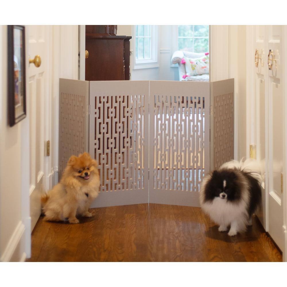 Cardinal Gates Decorative Freestanding Pet Gate, Gray Geometric