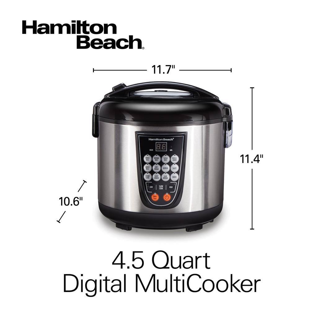 Hamilton Beach Digital 4.5 Qt. Stainless Steel Electric Multi-Cooker 14 Pre-Programmed Settings