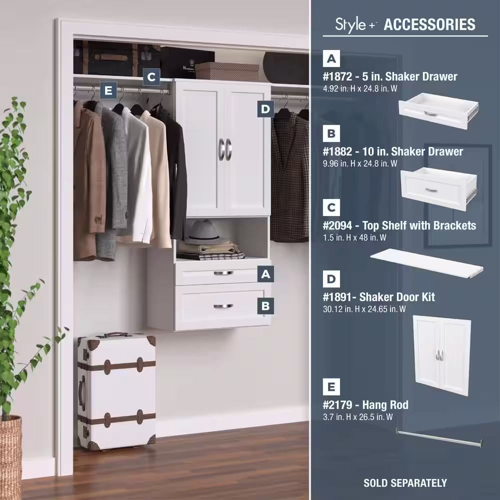 ClosetMaid Style+ 25 in. W White Hanging Wood Closet Tower