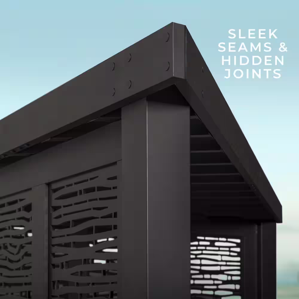 Backyard Discovery Glendale 8 ft. x 8 ft. Black Steel Modern Cabana Pergola with Conversation Seating in Pumice