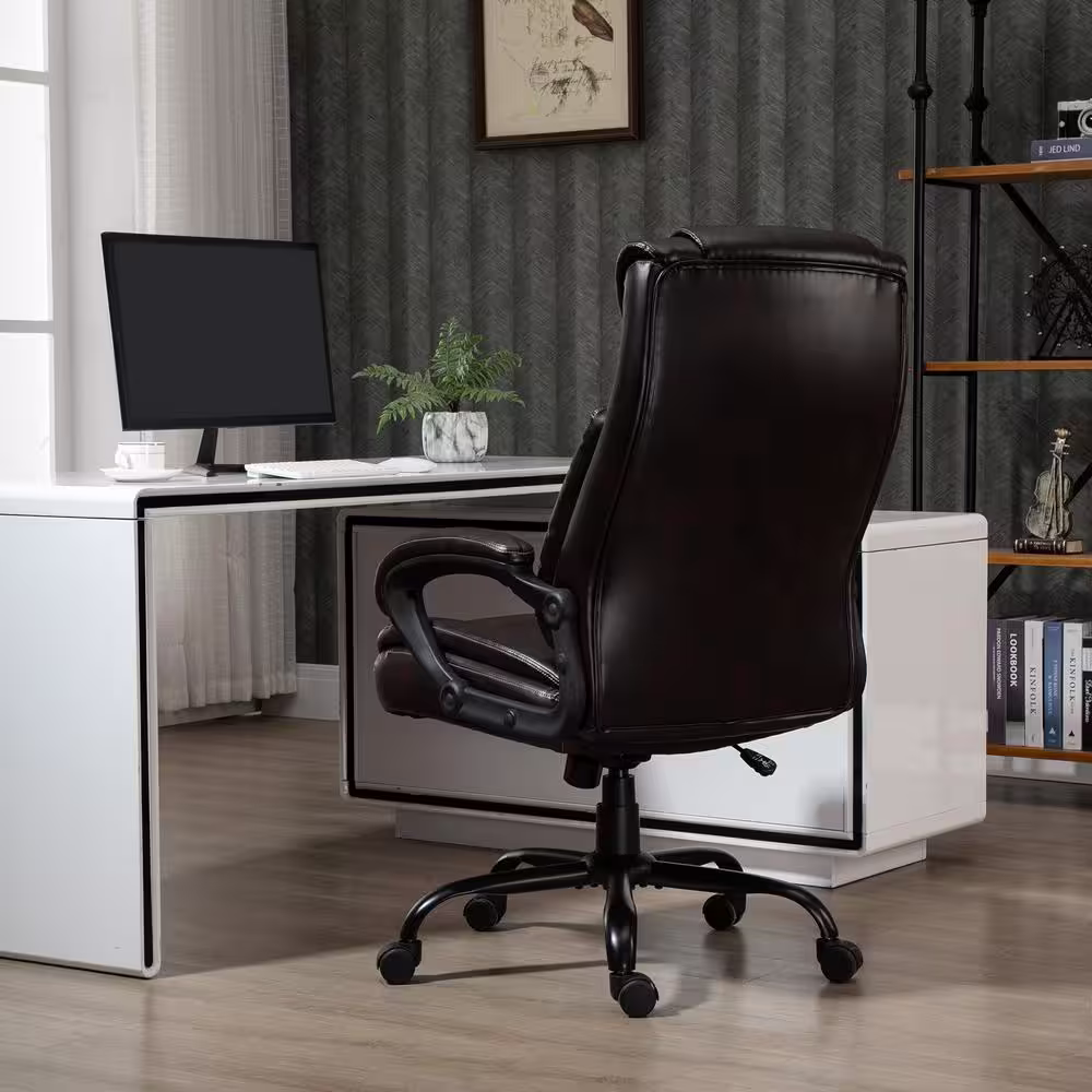 Vinsetto Brown, Big and Tall Executive Office Chair 400 lbs. Computer Desk Chair with High Back PU Leather Ergonomic Upholstery