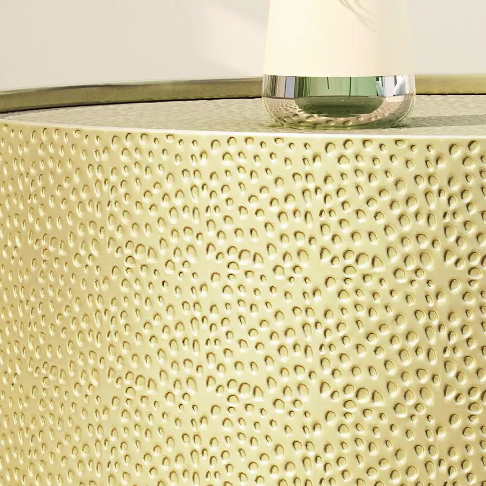 Noble House Braeburn 26 in. Gold Medium Round Metal Coffee Table