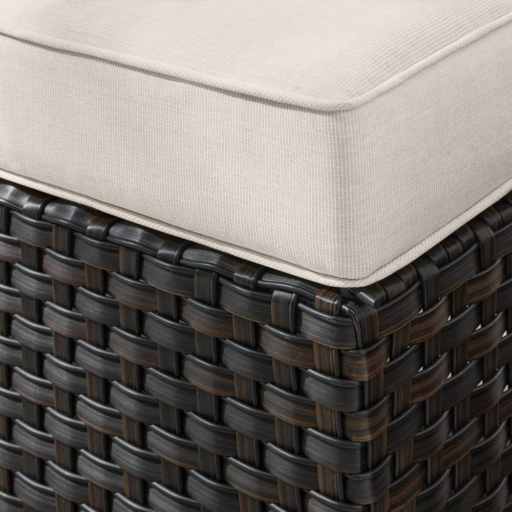 StyleWell Sharon Hill 5-Piece Wicker Patio Conversation with Almond Biscotti Cushions