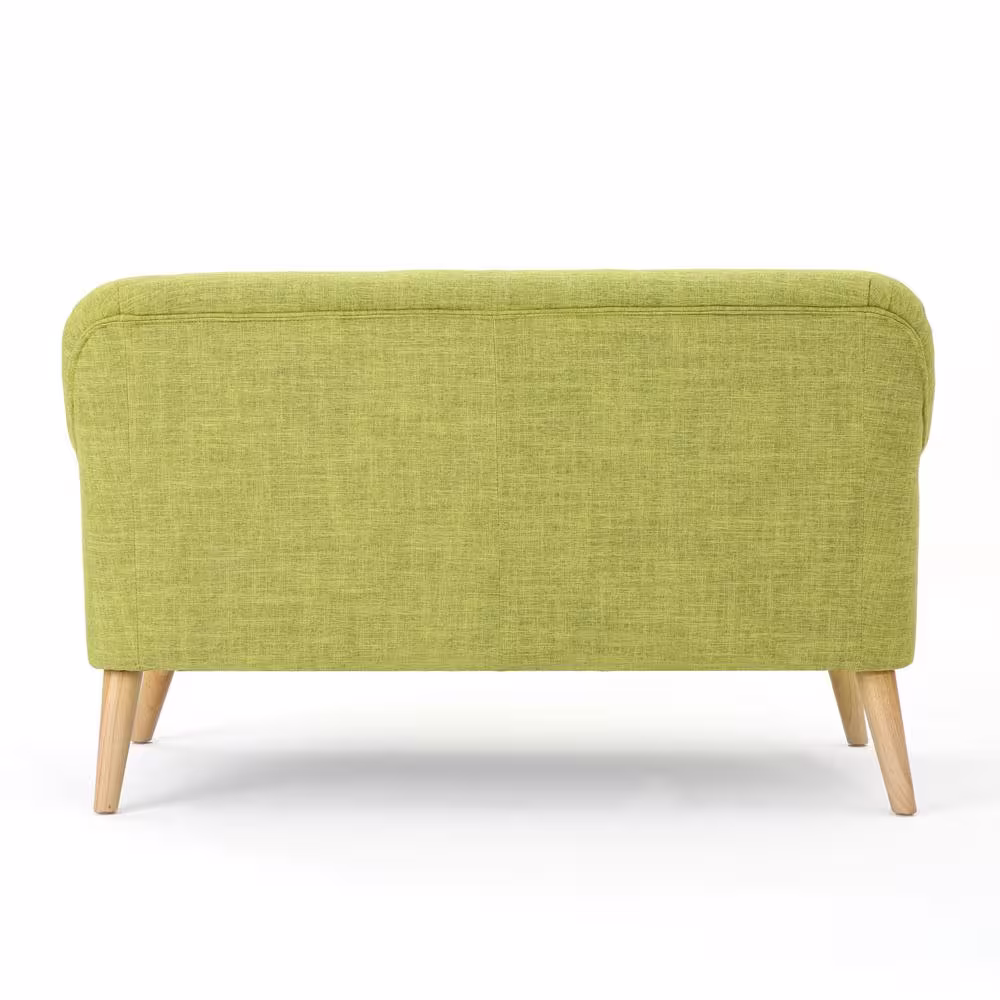 None Mariah Muted Green Polyester 2-Seater Loveseat with Tapered Wood Legs