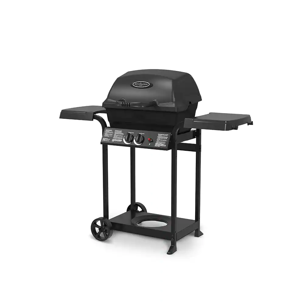 Huntington 2-Burner Cast Aluminum Propane Gas Grill in Black