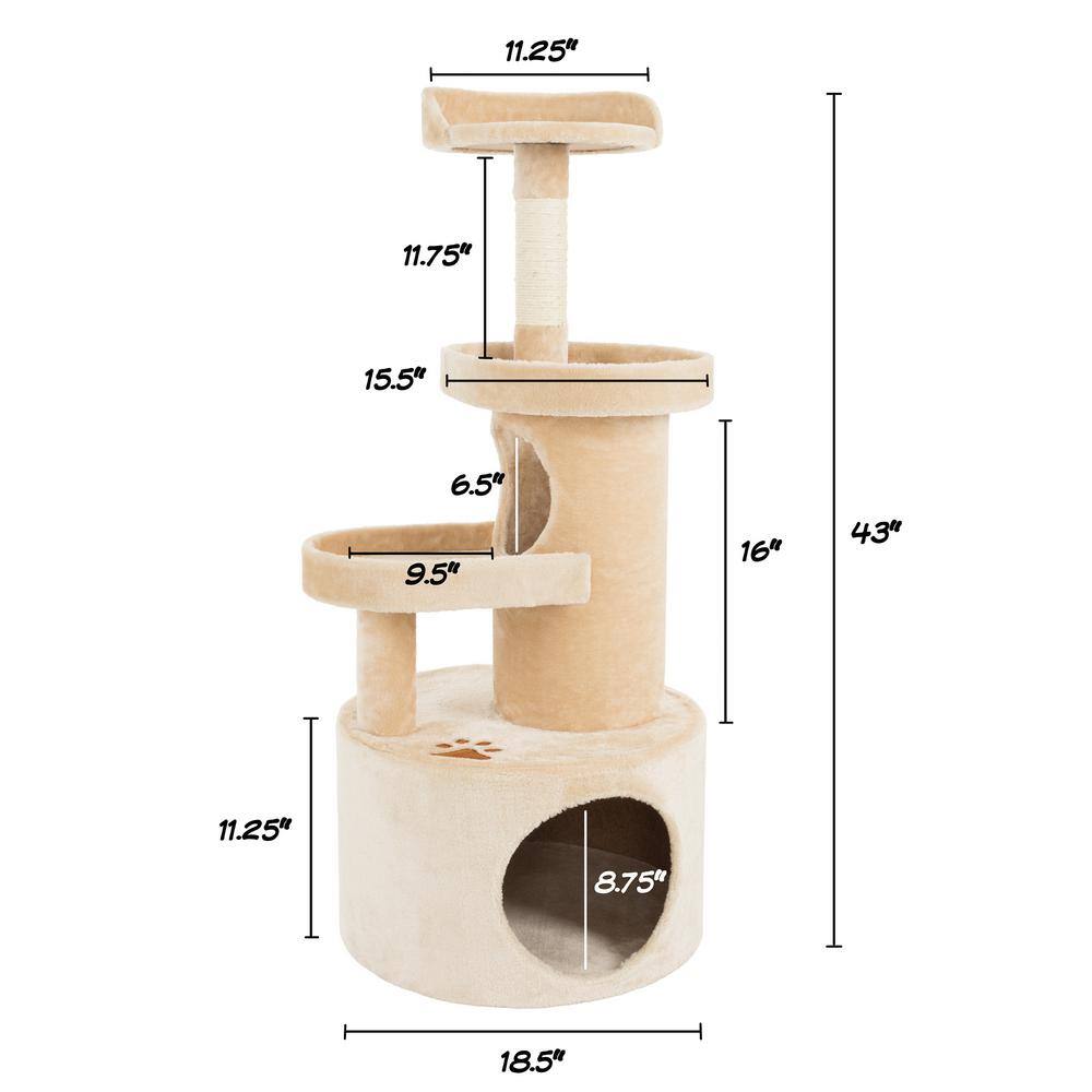 Pet Trex Cat Tree Condo with Tunnel 4 tier