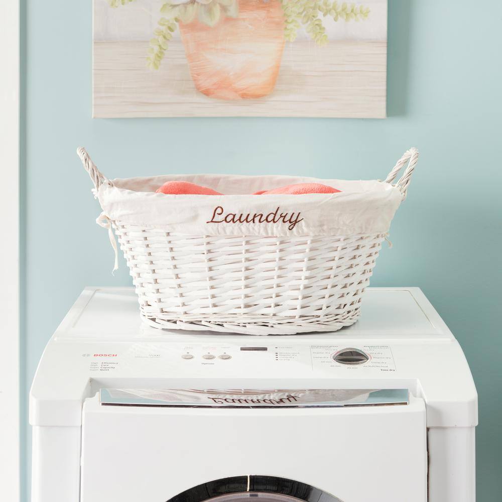 Home Basics White Wicker Basket