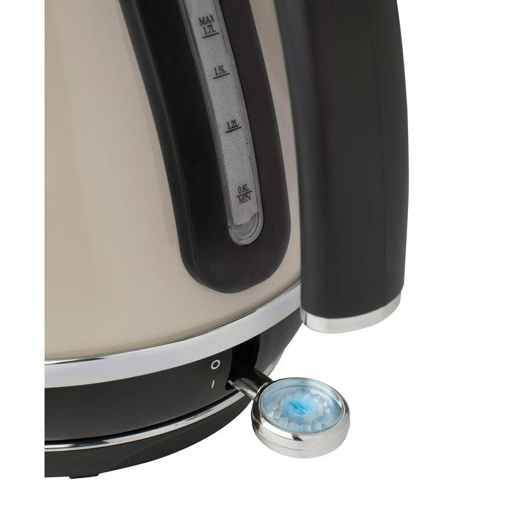 HADEN Cotswold 1.7 l 7-Cup Beige Stainless Steel Electric Kettle with Auto Shut-Off and Boil-Dry Protection