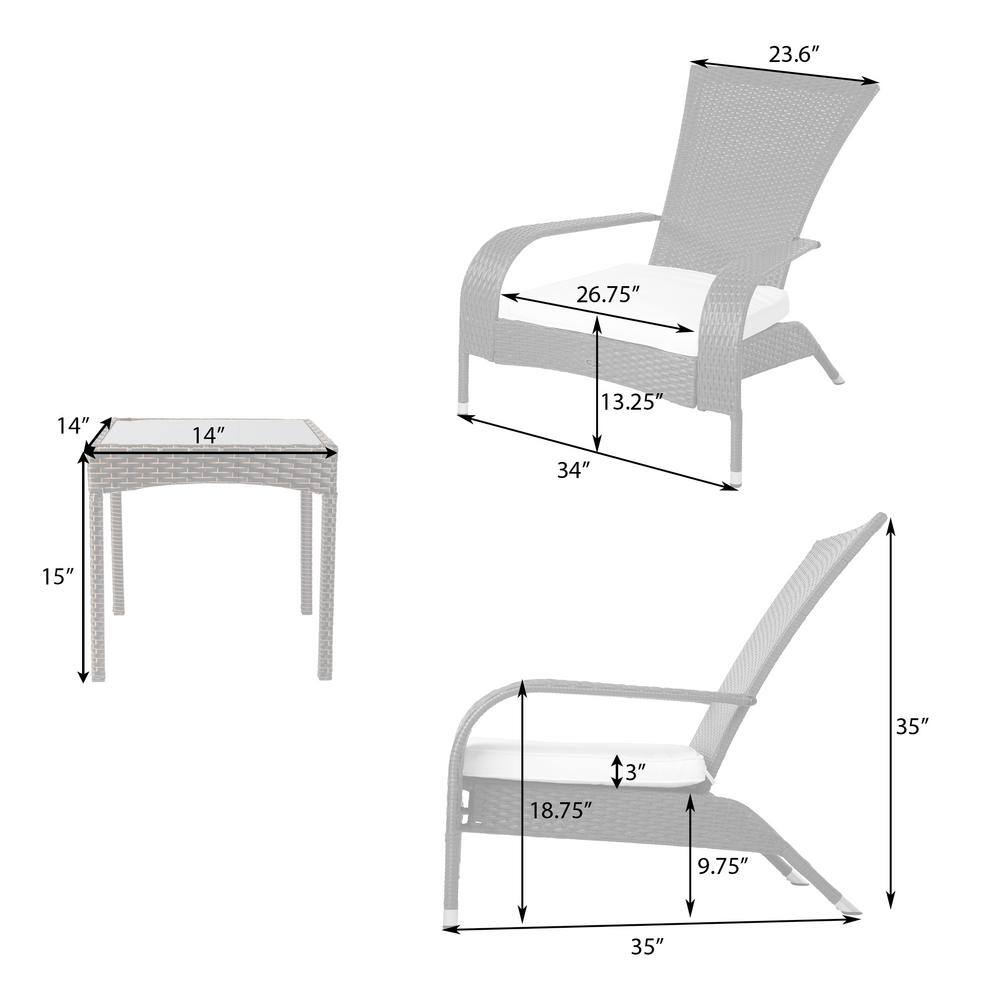 Patio Sense Coconino Mocha 3-Piece Resin Wicker Patio Conversation Set with Polyester Tan Cushions