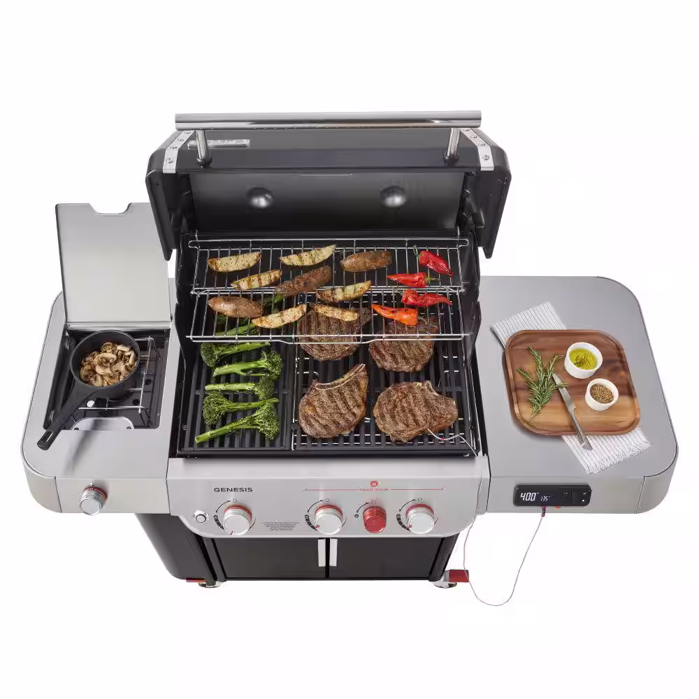 Weber Genesis Smart EX-335 3-Burner Propane Gas Grill in Black with Side Burner