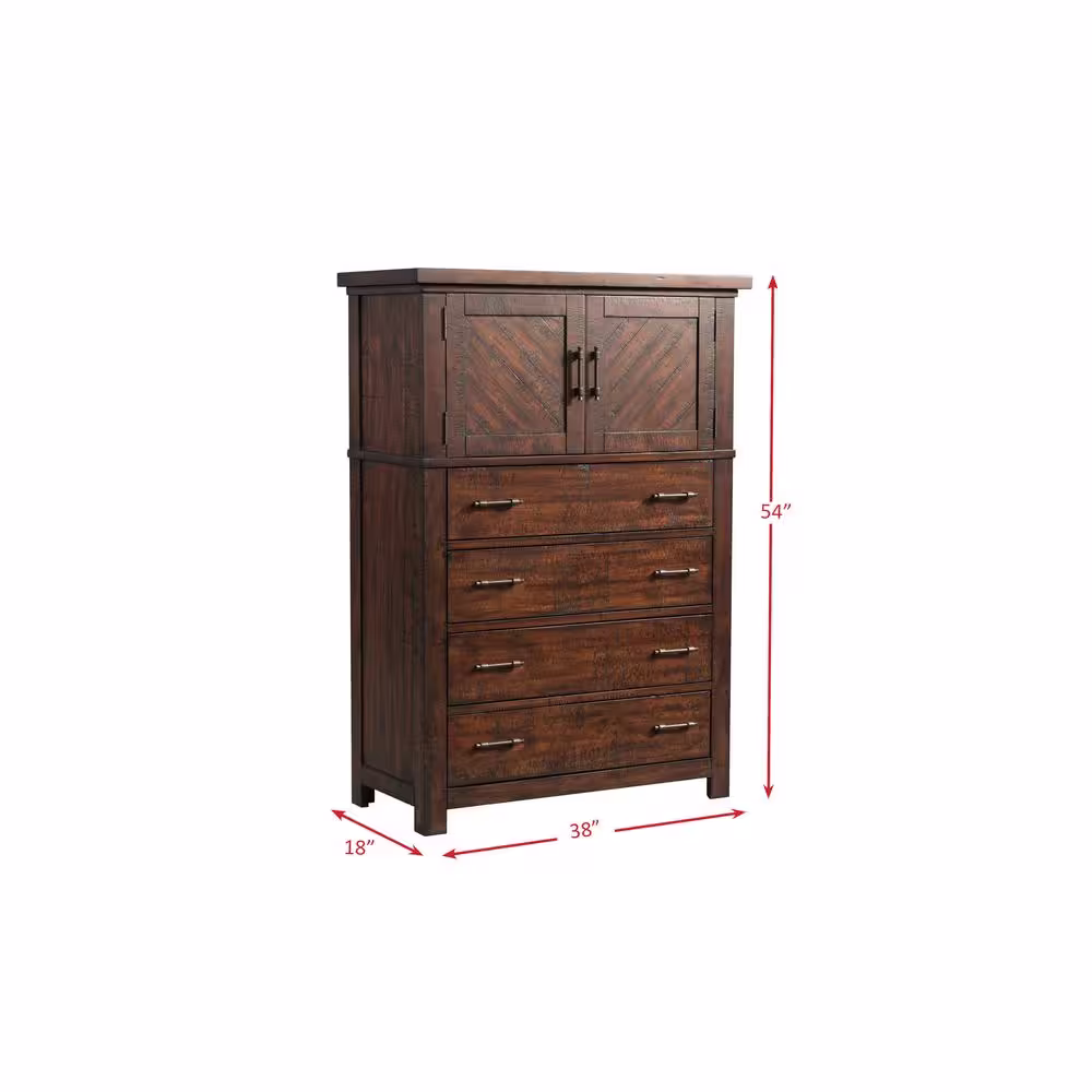 None Dex Walnut 4-Drawer Chest of Drawers