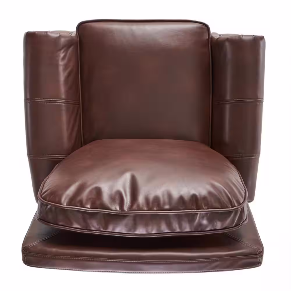 Noble House Neville 37 in. Width Big and Tall Brown Faux Leather Nailhead Trim Club Recliner