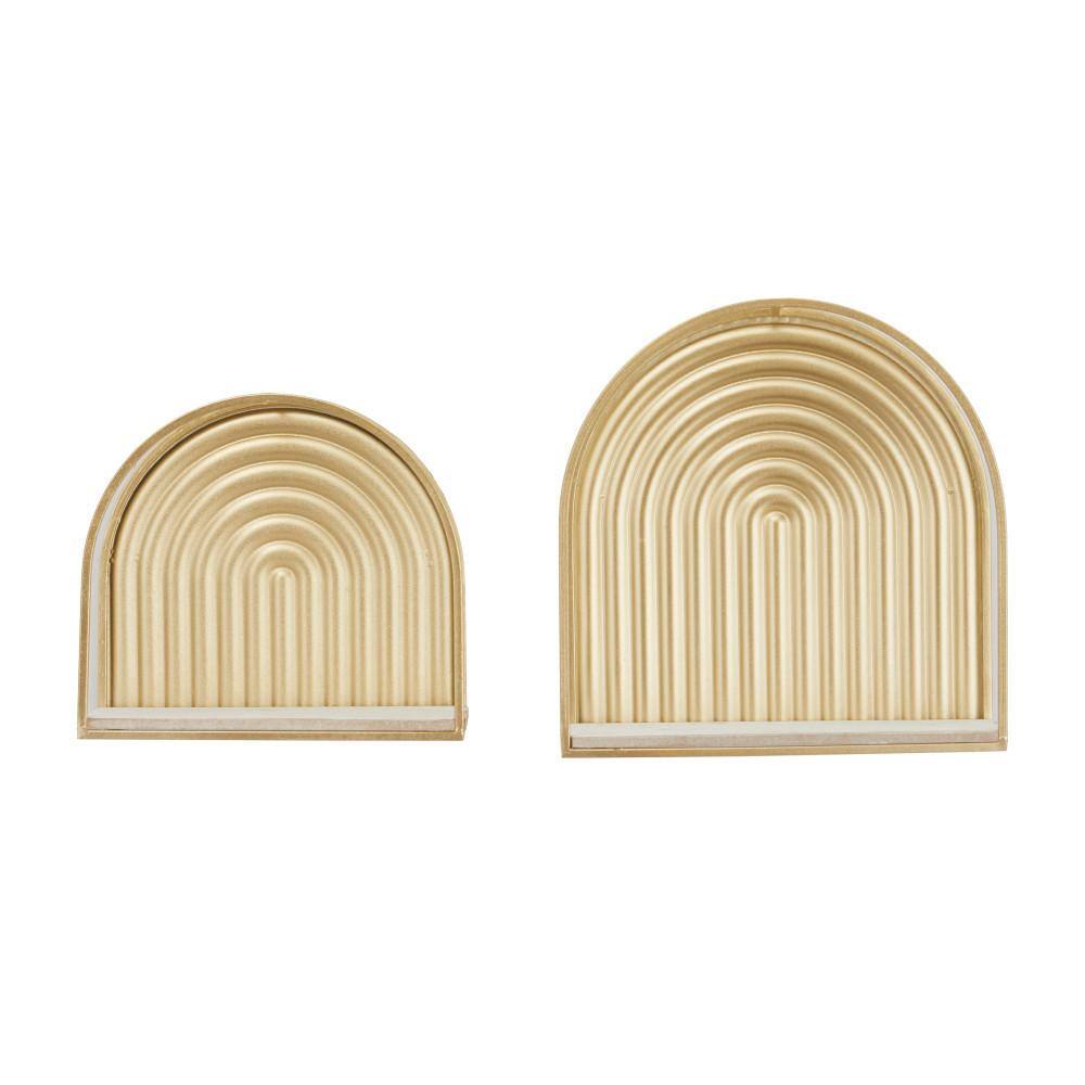 Litton Lane Black 2 Shelves Metal Wall Shelf (Set of 2)