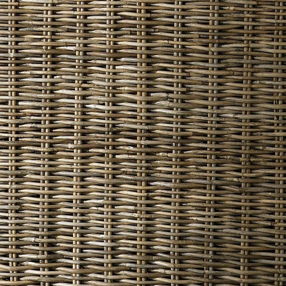 None Kubu 15 in. Grey Standard Rectangle Wicker Console Table with Trunk