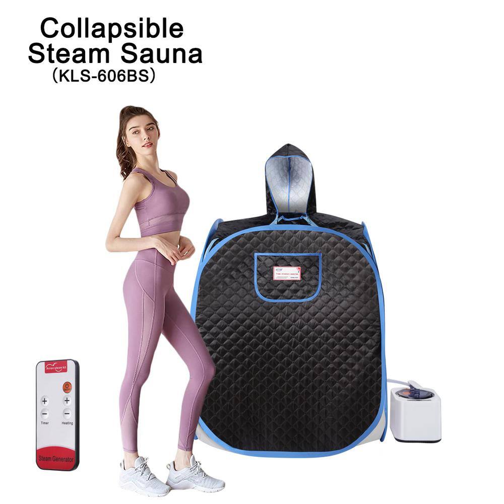 None 1-Person Half body Black Steam Sauna with Foldable Chair