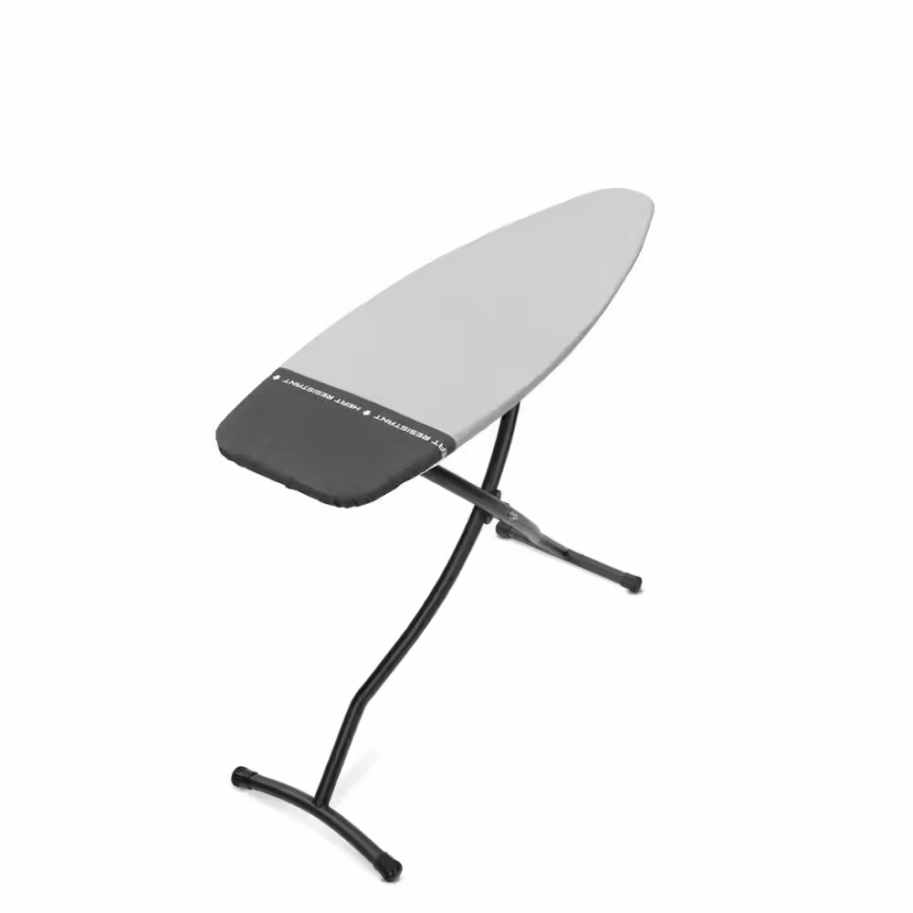 Brabantia Ironing Board D 53 x 18 In with Heat Resistant Parking Zone, Metalized Cover and Black Frame